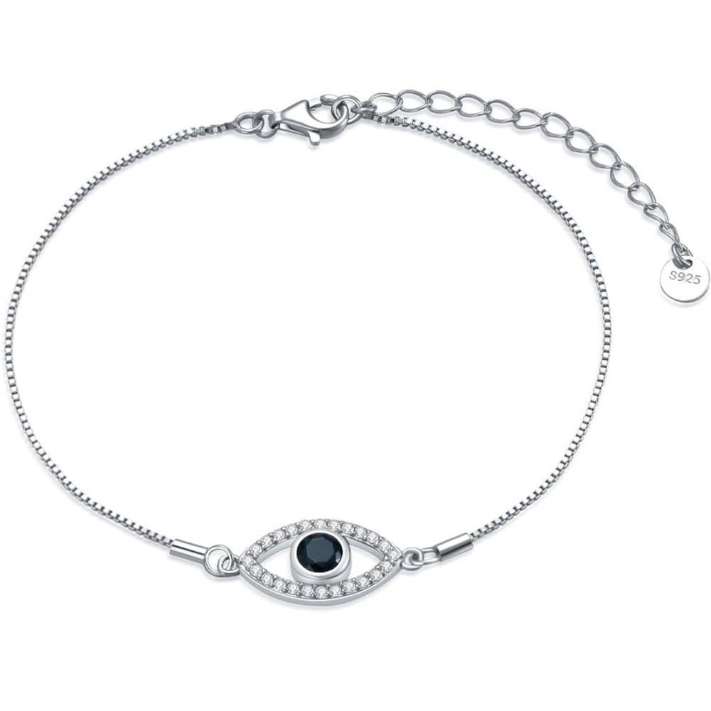 NEW! Evil Eye Bracelet 925 Sterling Silver Infinity Wrist/Ankle Bracelet in Box